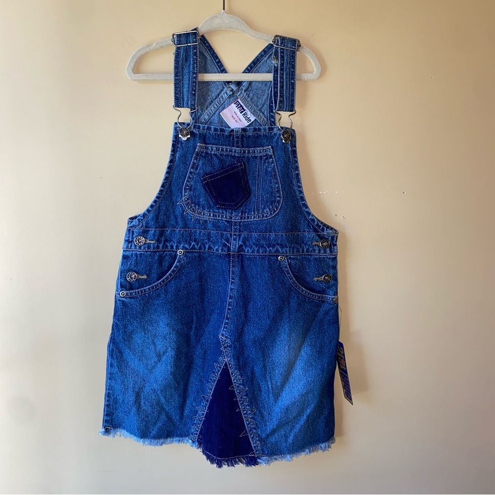 Vintage 90s Denim Jean Overalls Jumper Girls 6X NWT